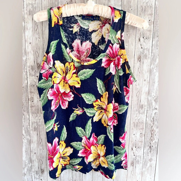 Ralph Lauren Linen Tropical Tank Top - Picture 1 of 4